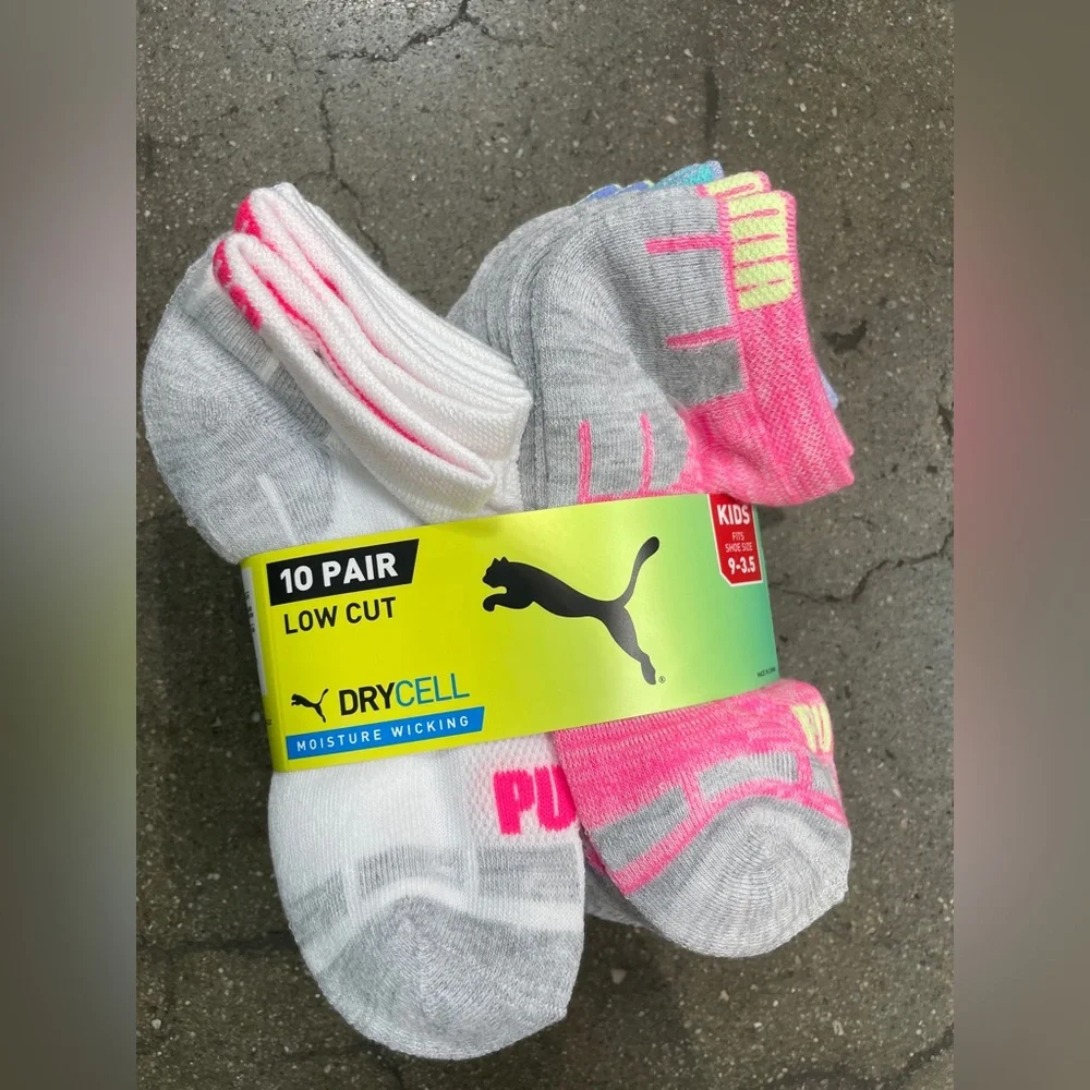 Puma Youth Low Cut Sock, 10 pair Pink/White